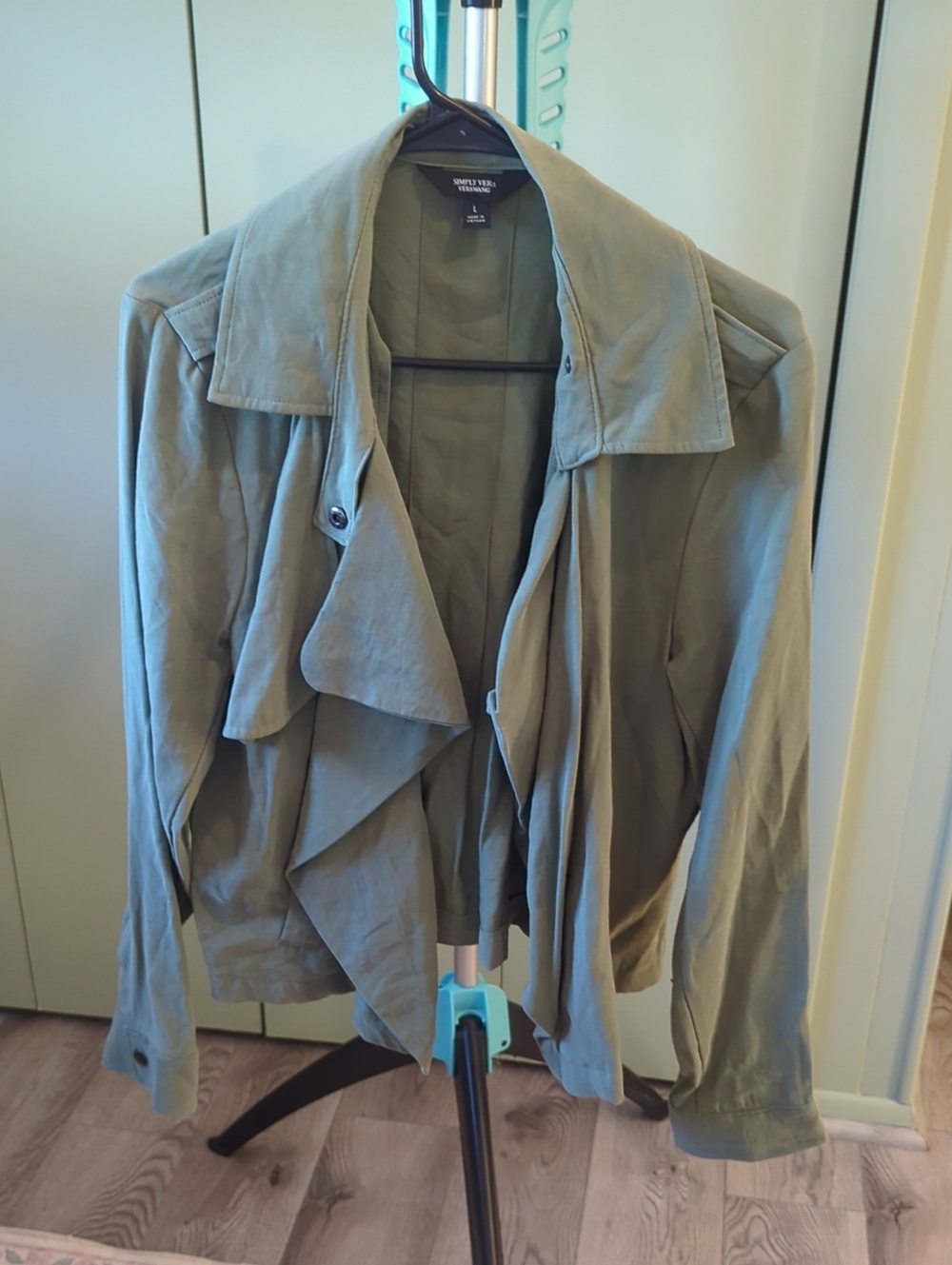 Simply Vera Vera Wang Olive Green Draped Trench Jacket